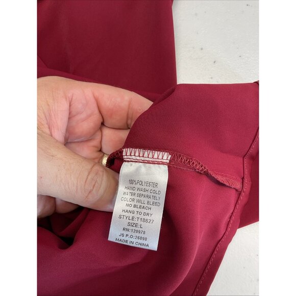 New‎ Entro Burgundy Flutter Sleeve Blouse Womens Large Cottage Core Fairy - Picture 8 of 12